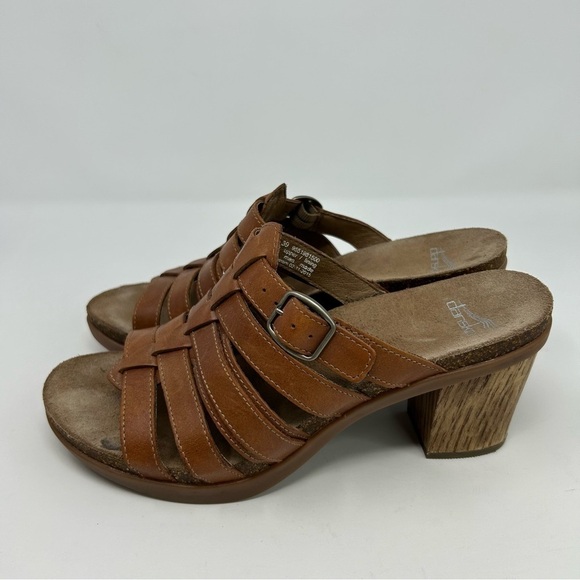 Dansko Dina Brown Woven Leather Strappy Slip On Heeled Sandals Size 39 - Picture 6 of 12